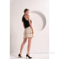 Cream Tiered Ruffle Mini Skirt